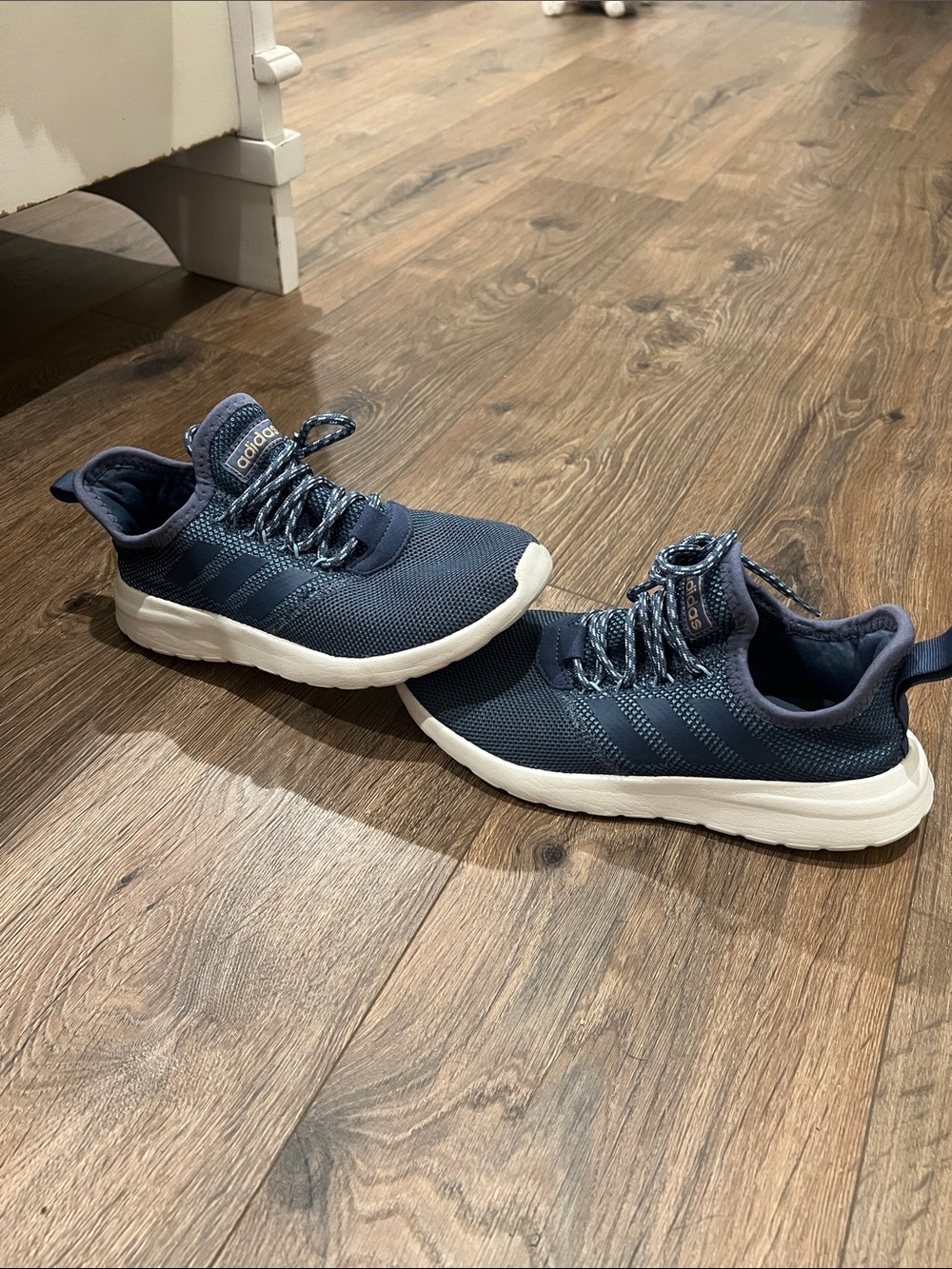 adidas Navy Blue Lite Racer Sneakers with White Sole size 6.5